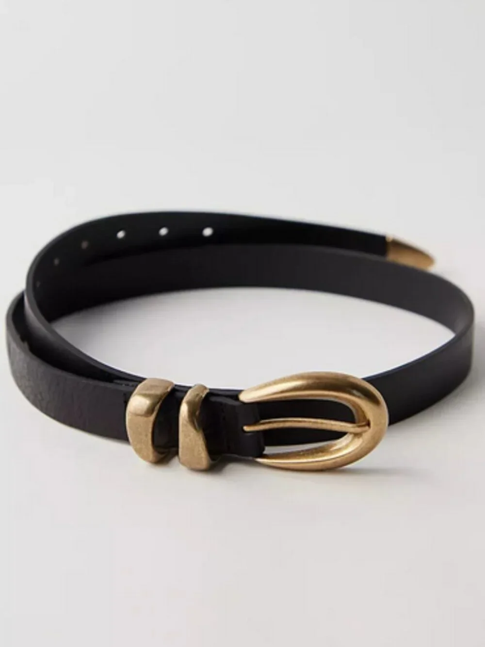 New! Free People Siren Black Leather Belt M/L